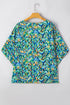 Bohemian Abstract Patterned V Neck Loose Fit Tunic Blouse