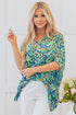 Bohemian Abstract Patterned V Neck Loose Fit Tunic Blouse
