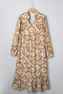 Bohemian Abstract Plant Print A Line Maxi Dress