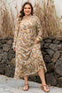 Bohemian Abstract Plant Print A Line Maxi Dress