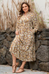 Bohemian Abstract Plant Print A Line Maxi Dress