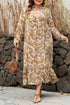 Bohemian Abstract Plant Print A Line Maxi Dress
