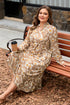 Bohemian Abstract Plant Print A Line Maxi Dress