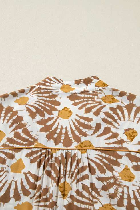 Bohemian Abstract Plant Print A Line Maxi Dress