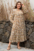 Bohemian Abstract Plant Print A Line Maxi Dress