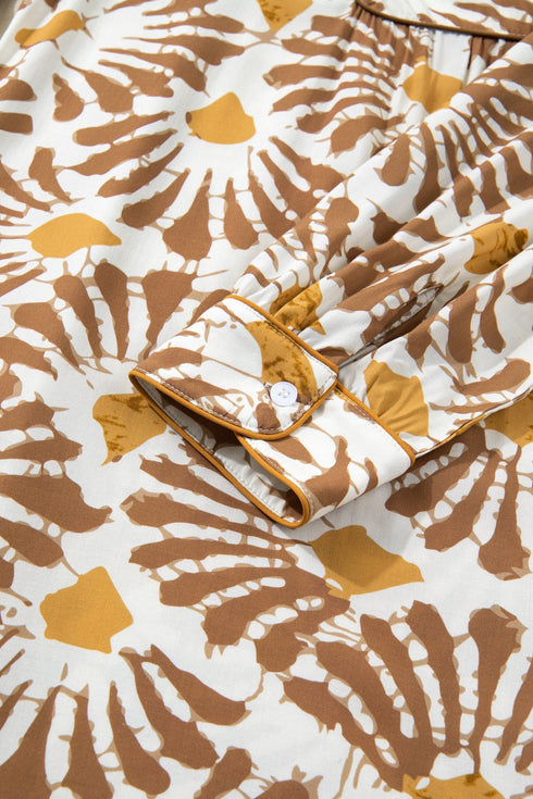 Bohemian Abstract Plant Print A Line Maxi Dress