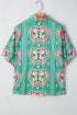 Bohemian Abstract Print Collared Long Sleeve Blouse