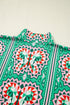 Bohemian Abstract Print Collared Long Sleeve Blouse