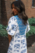 Bohemian Abstract Print Contrast Trim Tassel Tie Floral Dress