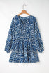 Bohemian Abstract Print Lace Up Long Sleeve Mini Dress