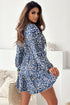 Bohemian Abstract Print Lace Up Long Sleeve Mini Dress