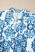 Bohemian Abstract Print Notch Neck Button Up Mini Dress