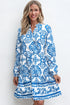Bohemian Abstract Print Notch Neck Button Up Mini Dress
