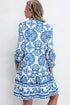 Bohemian Abstract Print Notch Neck Button Up Mini Dress