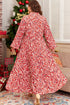 Bohemian Abstract Print Notch Neck High Waist Maxi Dress
