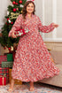 Bohemian Abstract Print Notch Neck High Waist Maxi Dress
