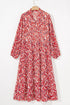 Bohemian Abstract Print Notch Neck High Waist Maxi Dress
