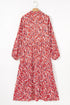 Bohemian Abstract Print Notch Neck High Waist Maxi Dress