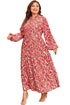 Bohemian Abstract Print Notch Neck High Waist Maxi Dress