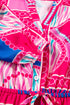 Bohemian Abstract Print Puff Sleeve Drawstring Ruffled Mini Dress