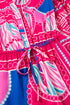Bohemian Abstract Print Puff Sleeve Drawstring Ruffled Mini Dress