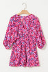 Bohemian Abstract Print Puff Sleeve V Neck High Waist Romper