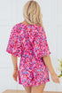 Bohemian Abstract Print Puff Sleeve V Neck High Waist Romper