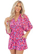 Bohemian Abstract Print Puff Sleeve V Neck High Waist Romper