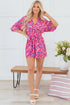 Bohemian Abstract Print Puff Sleeve V Neck High Waist Romper