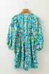 Bohemian Abstract Print Puff Sleeve V Neck High Waist Romper