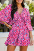 Bohemian Abstract Print Puff Sleeve V Neck High Waist Romper