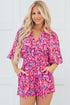 Bohemian Abstract Print Puff Sleeve V Neck High Waist Romper