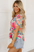 Bohemian Abstract Print Split Neck Flowy Blouse