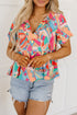 Bohemian Abstract Print Split Neck Flowy Blouse