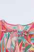 Bohemian Abstract Print Split Neck Flowy Blouse