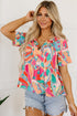 Bohemian Abstract Print Split Neck Flowy Blouse
