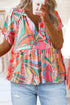 Bohemian Abstract Print Split Neck Flowy Blouse
