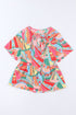 Bohemian Abstract Print Split Neck Flowy Blouse