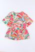 Bohemian Abstract Print Split Neck Flowy Blouse