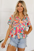 Bohemian Abstract Print Split Neck Flowy Blouse
