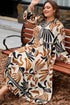 Bohemian Abstract Print Split Neck Shift Maxi Dress