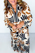 Bohemian Abstract Print Split Neck Shift Maxi Dress