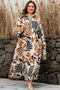 Bohemian Abstract Print Split Neck Shift Maxi Dress