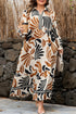 Bohemian Abstract Print Split Neck Shift Maxi Dress
