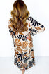 Bohemian Abstract Print Split Neck Shift Maxi Dress