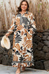 Bohemian Abstract Print Split Neck Shift Maxi Dress