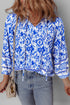 Bohemian Abstract Print Tied Neck Woven Viscose Blouse