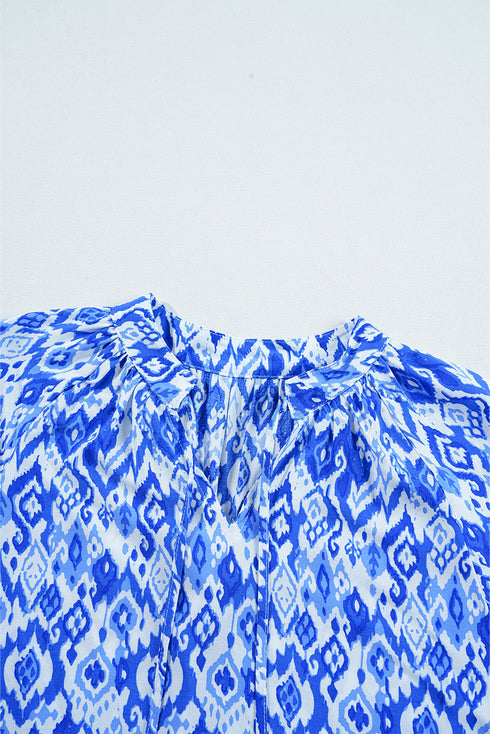 Bohemian Abstract Print Tied Neck Woven Viscose Blouse