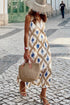 Bohemian Abstract Print V Neck Sleeveless Maxi Dress