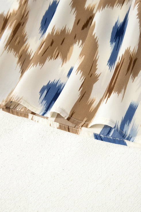 Bohemian Abstract Print V Neck Sleeveless Maxi Dress